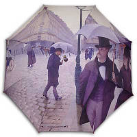 Зонтик трость полуавтомат Улицы Парижа. HelloRainc, 90 см.