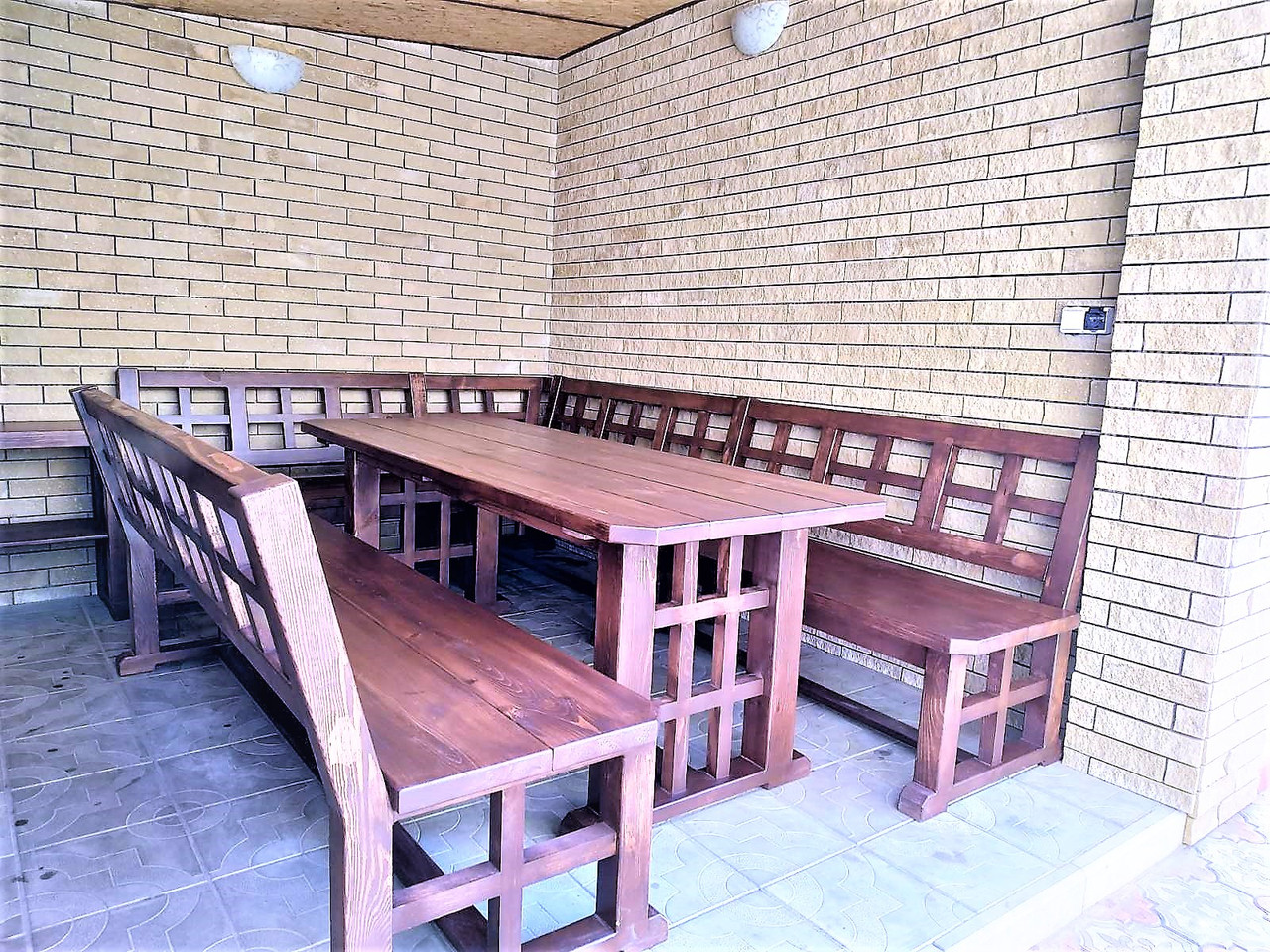 Дерев'яні меблі в класичному стилі 2200*950 для кафе, дачі від виробника - фото 10 - id-p122376651