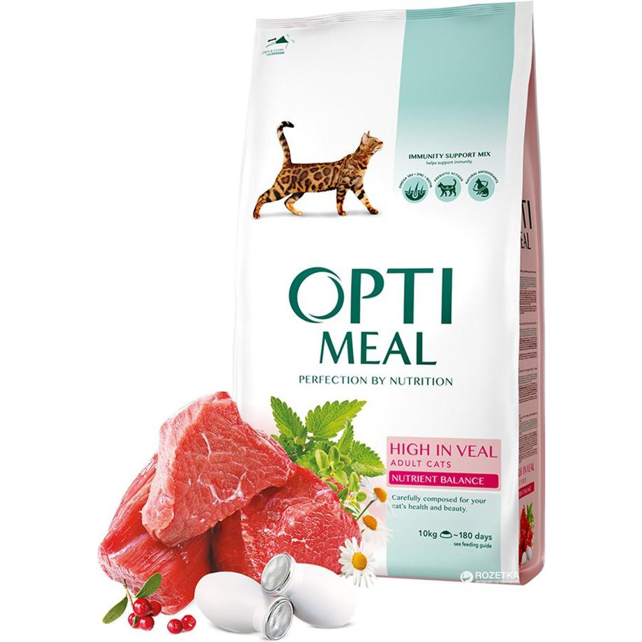 Optimeal сухий корм для дорослих котів телятина 0,3КГ