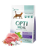 Акція! Optimeal Hairball Control сухий корм для дорослих котів з ефектом виведення вовни, з качкою 4КГ