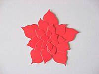 Вырубка из картона. Пуансеттия красная, 5 деталей, 68х68 мм