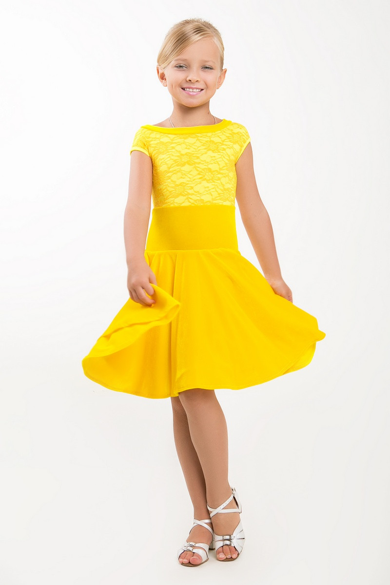 ENSOUL Плаття рейтингове PR764937 Ася (42, жовтий, з гіпюром і велюром, біфлекс)