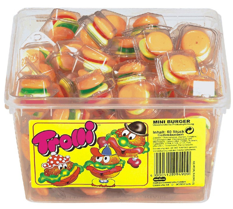 Жувальні бургери Trolli Німеччина 600гр. упаковка 60шт