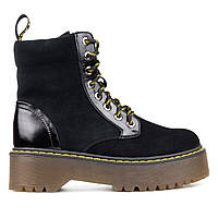 Чорні жіночі замшеві черевики 36 розмір Woman's heel з високою підошвою і шнурками