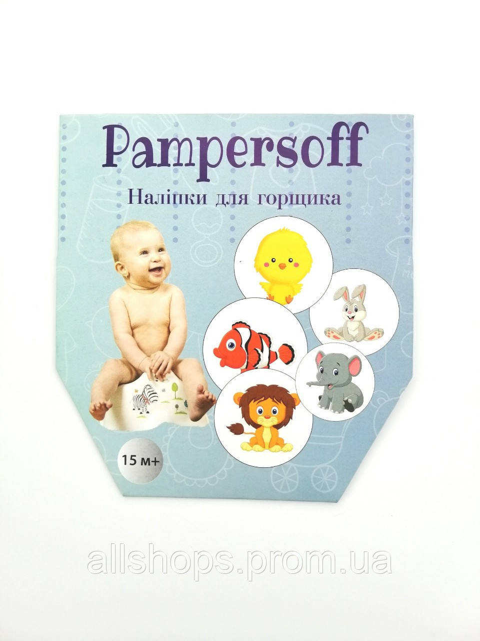 Многоразовая наклейка обучающая в горшок Pampersoff, 3шт Кит + Зайчик + Слоник - фото 2 - id-p1063273593