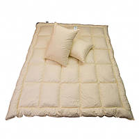 Двуспальное пуховое одеяло и две пуховые подушки (комплект)