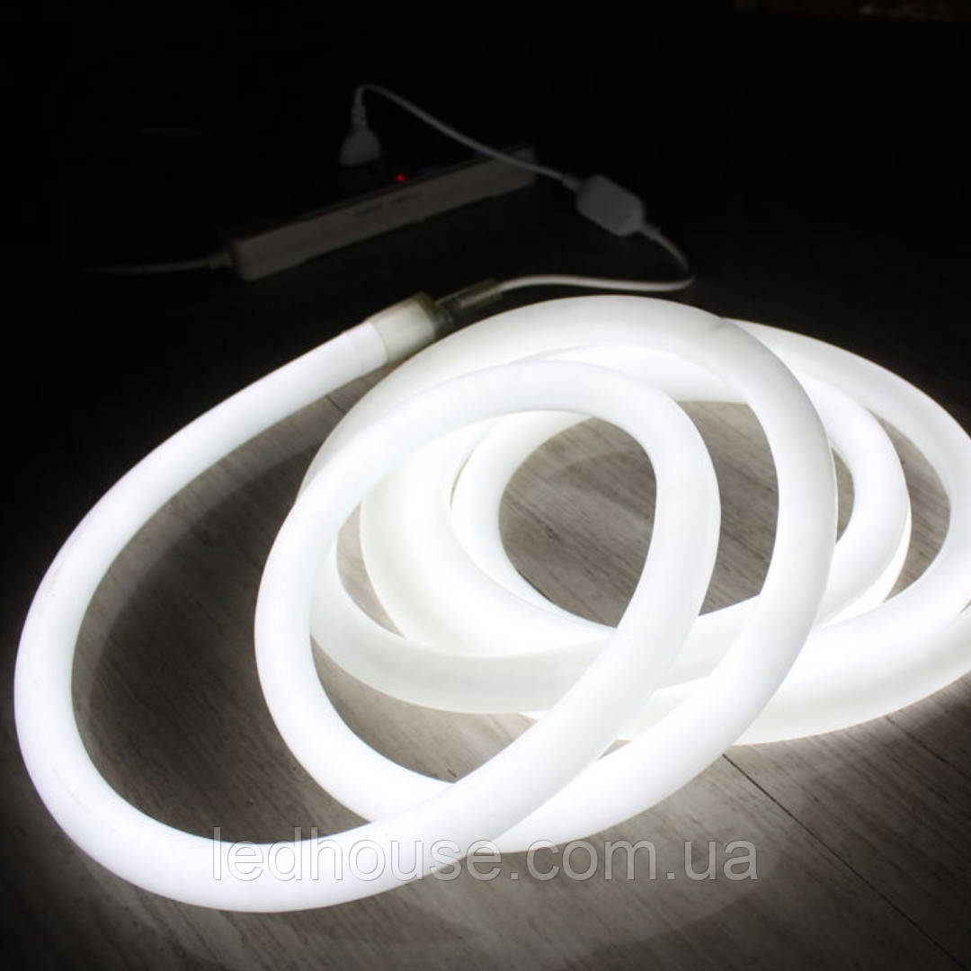 Білий світлодіодний Гнучкий Неон LED FLEX 220 V 360° ip68 круглий