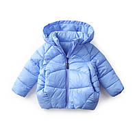Дитяча курточка на дівчинку демісезонна з теплими кишенями з капюшоном,1, 2, 3, 4, 5, 6 років блакитна, фото 1