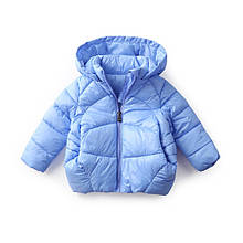 Дитяча курточка на дівчинку демісезонна з теплими кишенями з капюшоном,1, 2, 3, 4, 5, 6 років блакитна