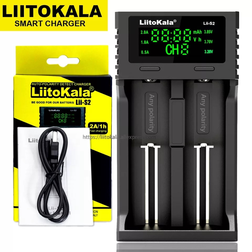 LiitoKala Lii-S2 Smart Charger Двоканальне розумне зарядне тестер для Ni-MH/Li-ion/LiFePO4 акумуляторів