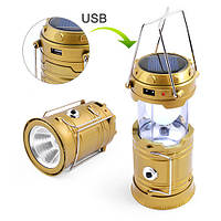 Фонарь лампа кемпинг 5800T/5808-1W+6LED с солнечной батареей и павербанком