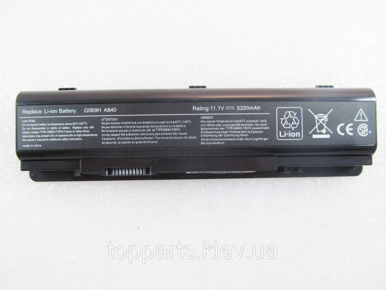 Батарея для ноутбука Dell Inspiron 1410 F287H, 5200mAh, 6cell, 11.1V, Li-ion, чорна,