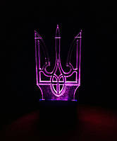 3d-светильник Тризуб Герб України, 3д-ночник, несколько подсветок (на пульте)