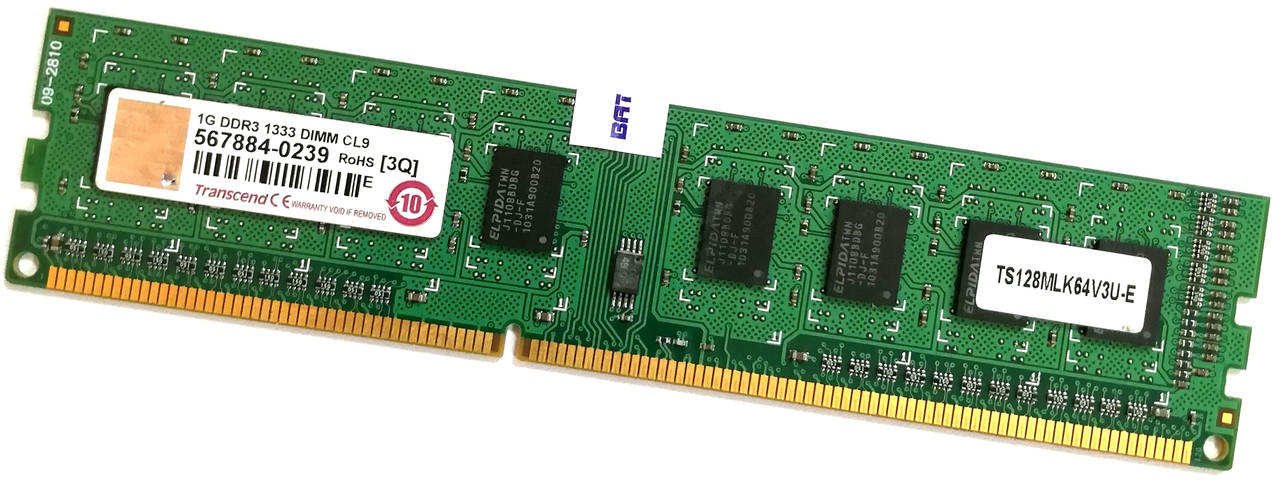 Оперативная память Transcend DDR3 1Gb 1333MHz PC3 10600U CL9 1R8 Б/У ...