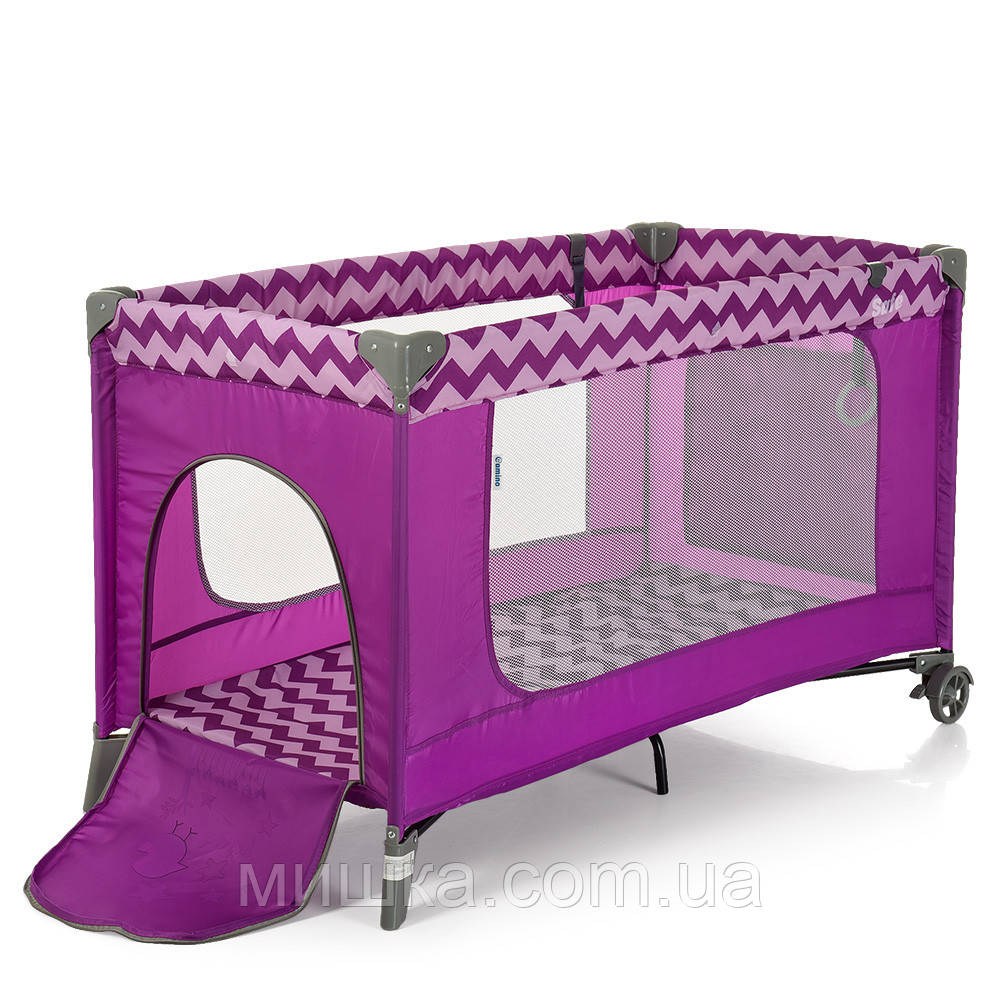 Манеж-ліжечко для малюків ME 1016 SAFE PURPLE ZIGZAG