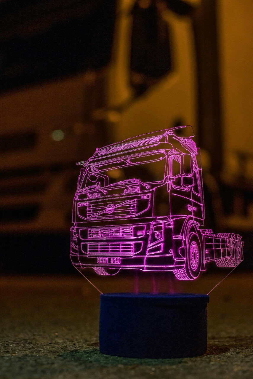 3d-світильник Вантажівка, тягач Вольво, Volvo, 3д-нічник, кілька підсвічувань (на пульті)