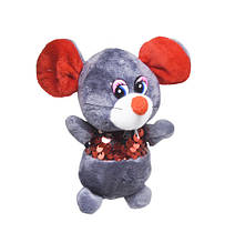 М'яка іграшка Мишка в кофточку з паєток (темно-сіра)