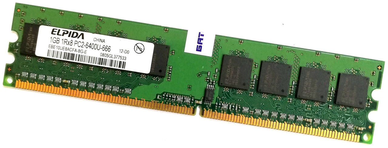 Оперативная память Elpida DDR2 1Gb 800MHz PC2 6400U CL6 1R8 (EBE10UE8ACFA-8G-E) Б/У
