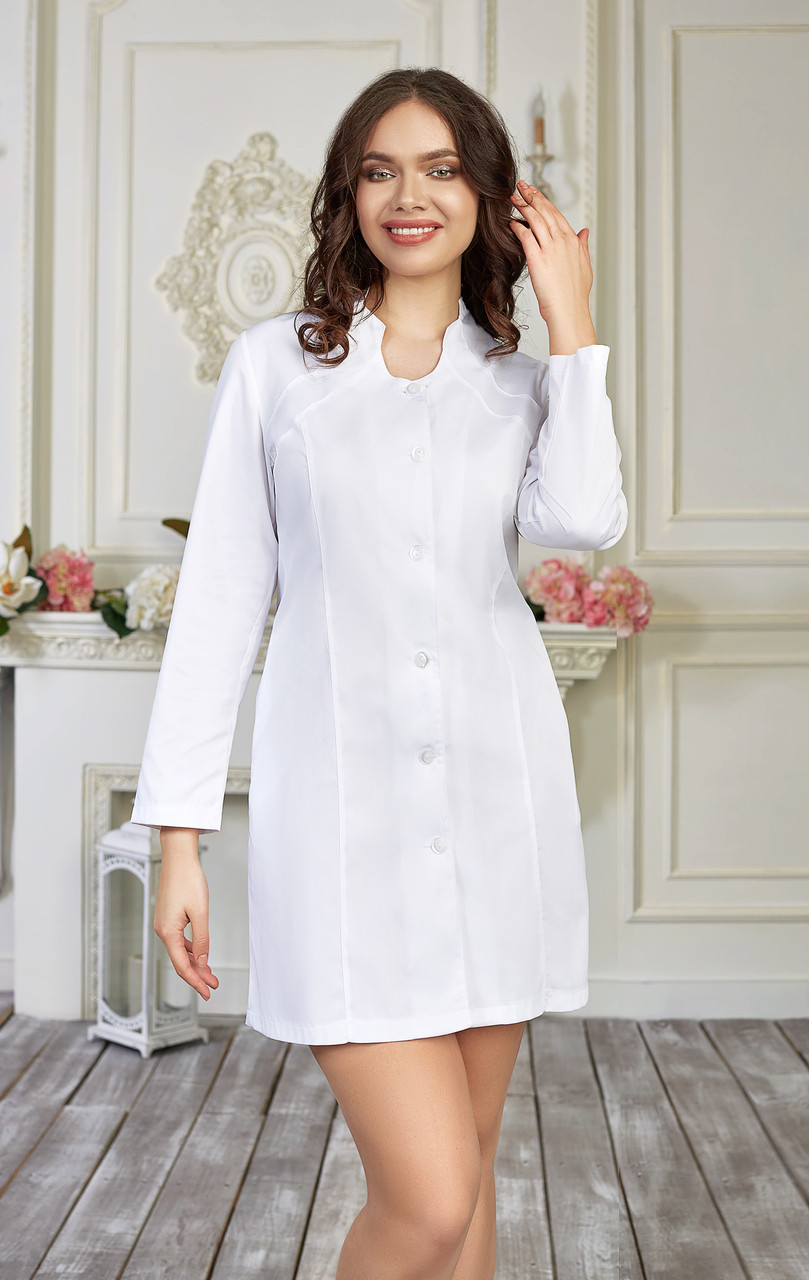 Жіночий медичний халат Рада білий - Халат для косметолога