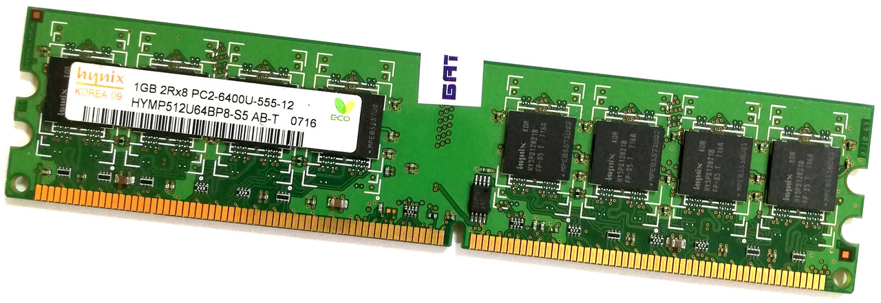 Оперативная память Hynix DDR2 1Gb 800MHz PC2 6400U CL5 2R8 (HMP512U64BP8-S5 AB-T) Б/У