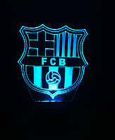 3d-светильник ФК Барселона, 3д-ночник, несколько подсветок (батарейка+220В), подарок футбольному болельщику