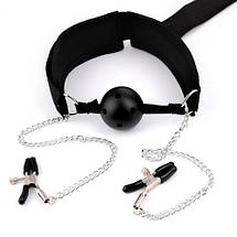 Кляп наручники затискачі для сосків 3 в 1 Фіксатори БДСМ, фото 4