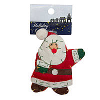 Елочная игрушка мягкая - Дед Мороз, 10 см, белый с красным, войлок (000166-5)