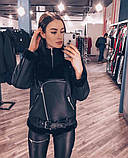 Жіноча чорна дублянка авіатор у стилі Зара, фото 9
