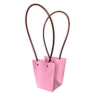 Паперова сумка-трапеція вологостійка для букетів рожева