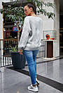 Білий светр з ромбами теплий вільний ошатний  в'язка, фото 5