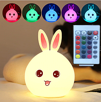 Силіконовий нічник 3DTOYSLAMP Кролик з рожевими вушками 16 кольорів Пульт ДК