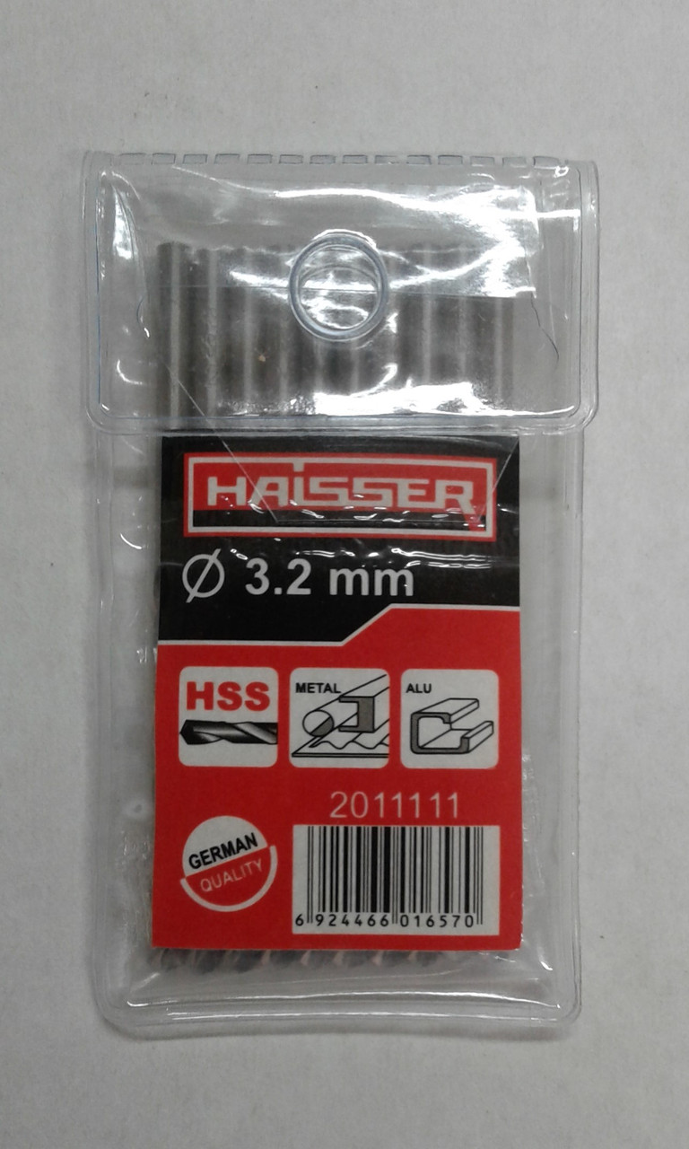 Свердло 3,2х36х65 мм ц/х ср 10шт по металу HAISSER DIN 338