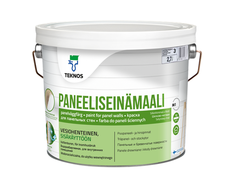 Краска акрилатная TEKNOS PANELLISEINA MAALI для древесины и радиаторов отопления транспарентная (база 3) 2,7л - фото 2 - id-p1063630194