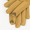 Жіночі рукавички зі штучної замші з принтом № 19-1-64-2 коричневий S, фото 2