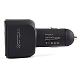 Автомобільний зарядний пристрій (АЗУ), адаптер, 2 USB-порти, підтримка Type-C (QC 3.0), 3.1 A, чорний колір, фото 2