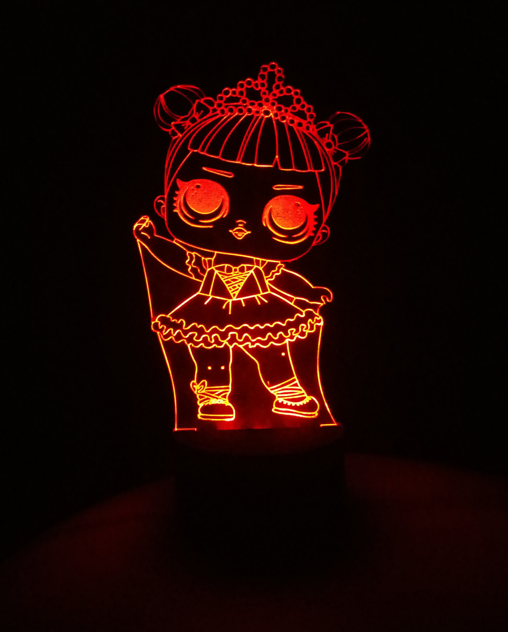3d-світильник Лялька ЛОЛ 1 Балерина, 3д-нічник, кілька підсвічувань (на батарейці), фото 1
