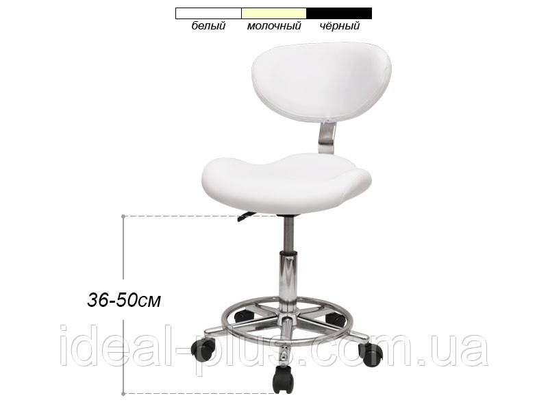Стільчик зі спинкою на колесах модель 827 А манікюрний стілець для майстра з нарощування вій, фото 1