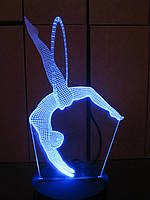 3d-светильник Гимнастка, 3д-ночник, несколько подсветок (на пульте), подарок для тренера по гимнастике