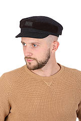 Кепка-капінка чоловіча з твіду із замшевою вставкою синя