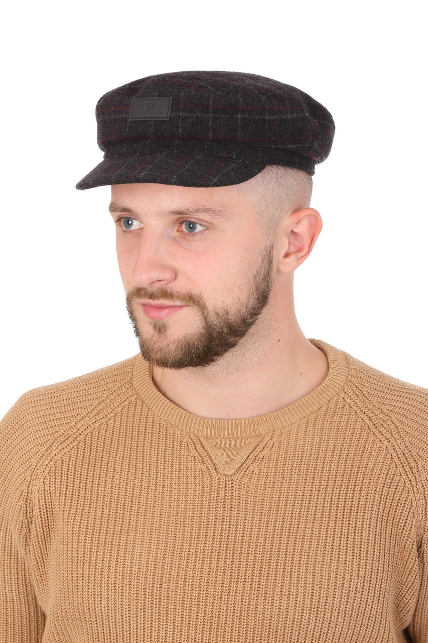 Кепка-капінка чоловіча вовняна темно-сіра картата, фото 1