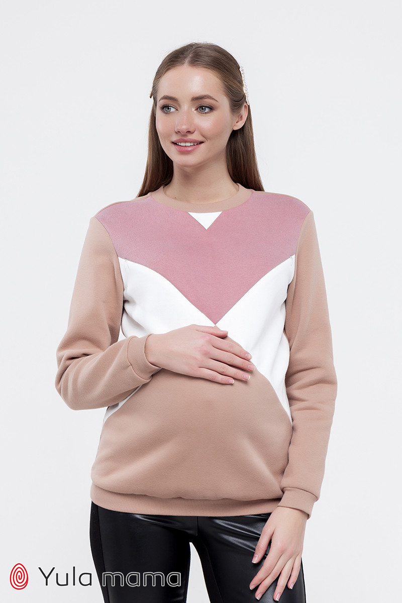 Світшот з начосом для вагітних та годування CAT WARM SW-49.111, капучино XS