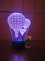 3d-светильник Воздушные шары, 3д-ночник, несколько подсветок (на пульте)
