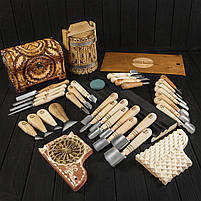 Набір стамесок для геометричного різьблення по дереву Адольф Юр'єв 30шт, фото 4