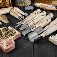 Набір стамесок для геометричного різьблення по дереву Адольф Юр'єв 30шт, фото 5