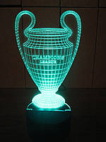 3d-светильник Кубок Лига Чемпионов, 3д-ночник, несколько подсветок (на пульте), подарок футбольному болельщику