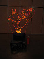 3d-светильник Панда Кунг-Фу, 3д-ночник, несколько подсветок (батарейка+220В)