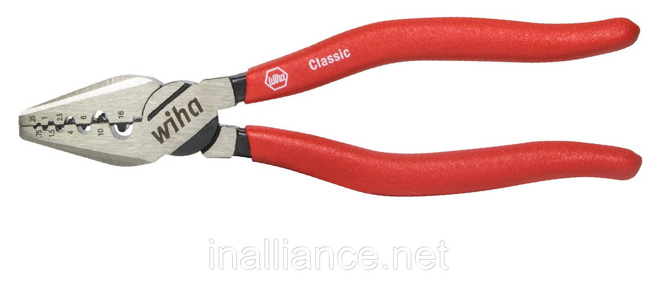 Інструмент для обтиску кабельних штирових наконечників муфт окінцювання жил 0.25 - 16 мм2 Classic Wiha 30066, фото 1