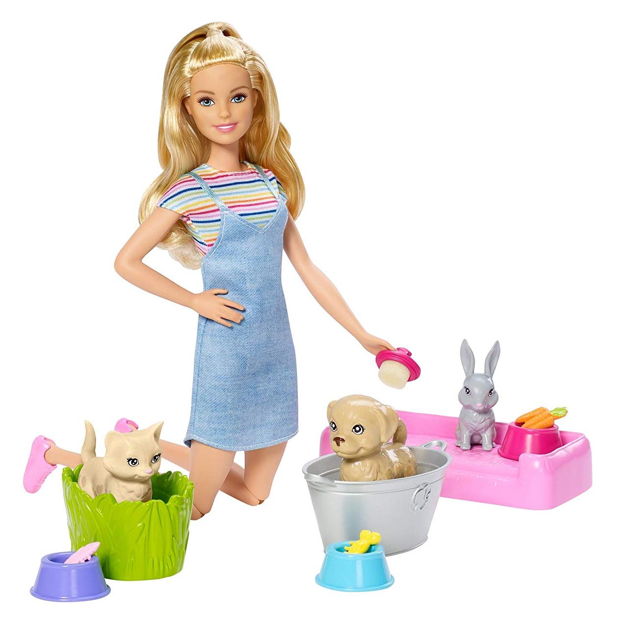 Барбі з вихованцями barbie wash n play