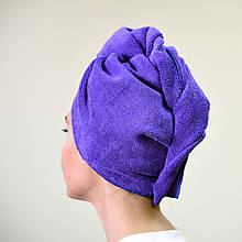 Рушник - чалма для сушіння волосся з мікрофібри (фіолетова)