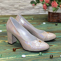 Туфли женские кожаные на высоком каблуке, цвет розовый. 37 размер